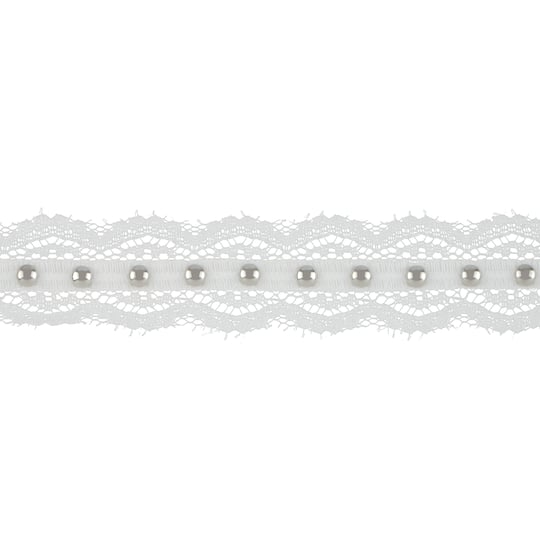 0.75" White Lace Trim with Beads by Celebrate It®